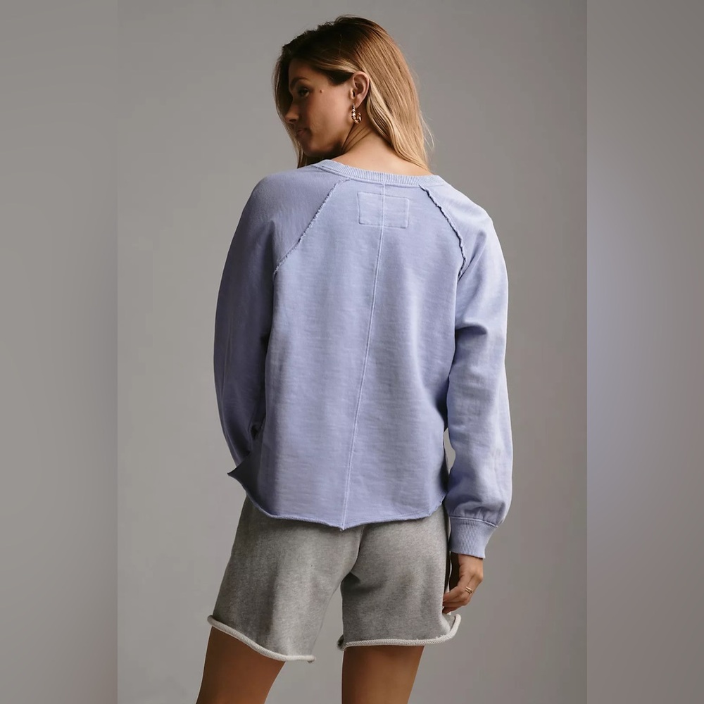 Anthropologie Pilcro Lavender Cropped V-Neck Sweatshirt - Picture 4 of 11